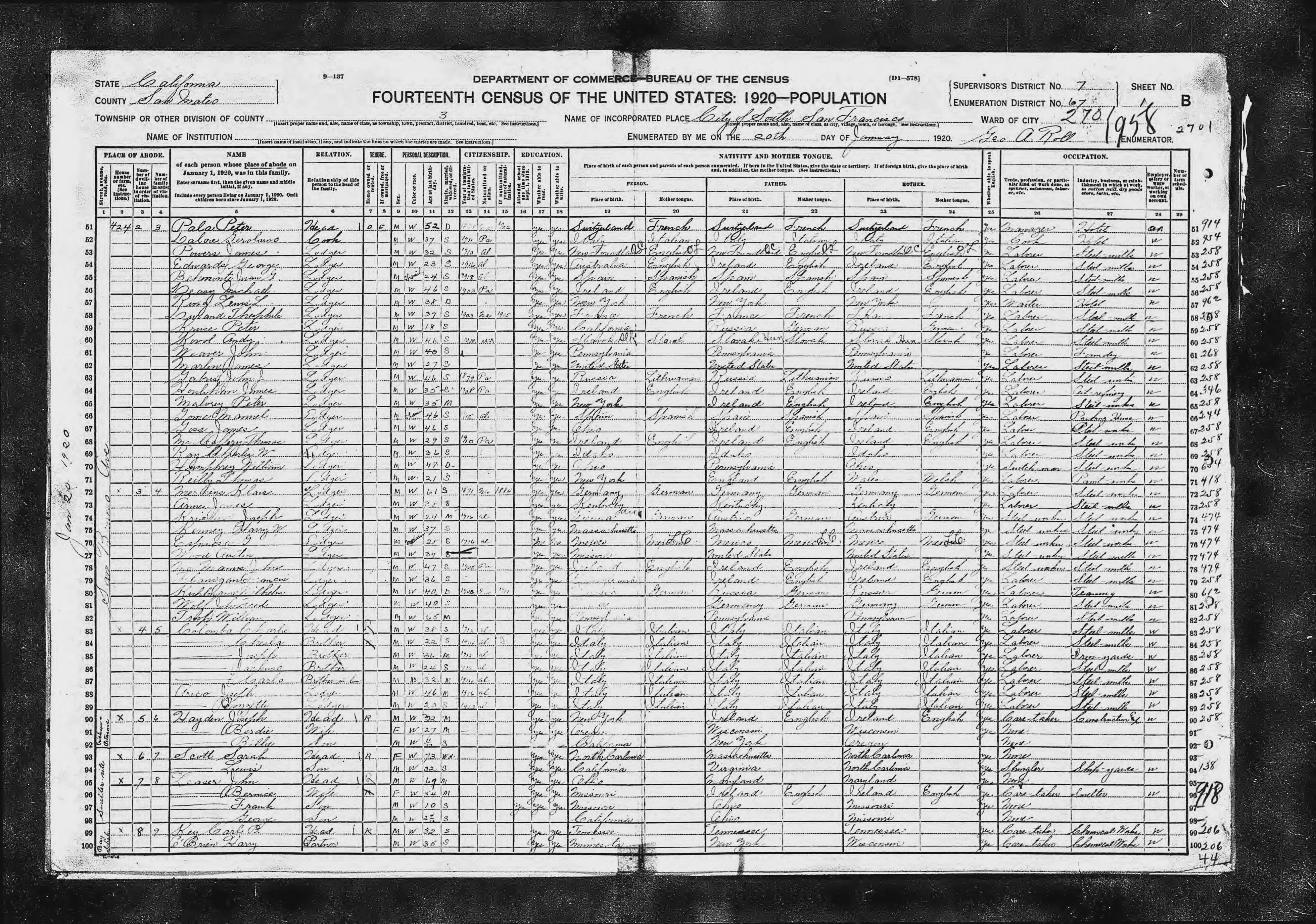 John McManus 1920 Census John McManus 1920 Census