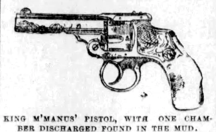 The Examiner’s drawing captioned as King McManus’s pistol, 23 February 1892.