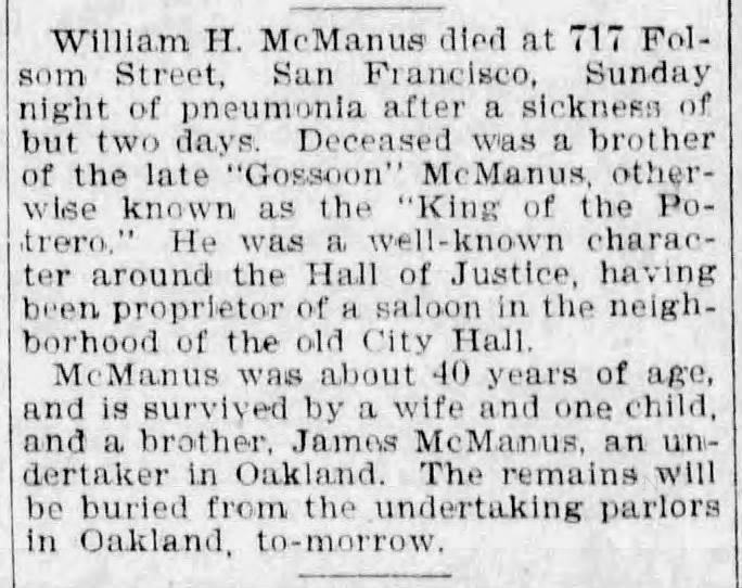 William H. McManus — pneumonia obituary