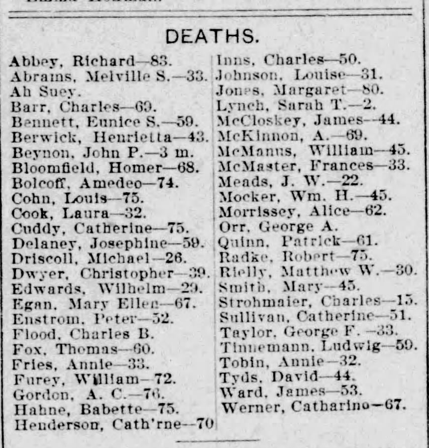 William McManus — deaths-list entry, age 45
